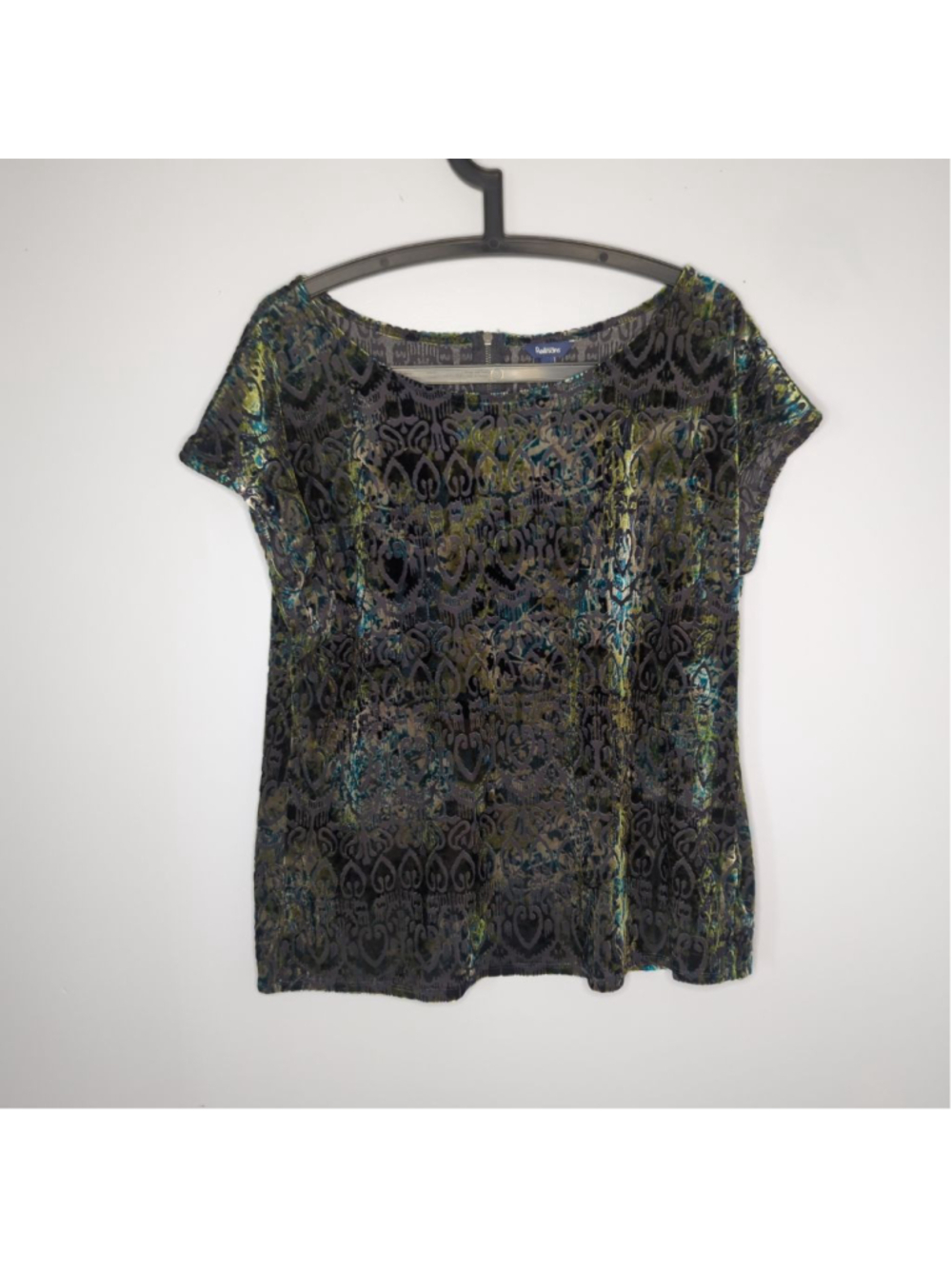 Reitmans Vintage 90s/Y2K Velvet Burnout Paisley Top Sz L Whimsigoth Romantic - Picture 7 of 12